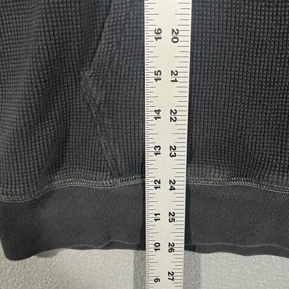Banana Republic Waffle Knit Hoodie Mens XL Black Full Zip Cotton Thermal Sweater